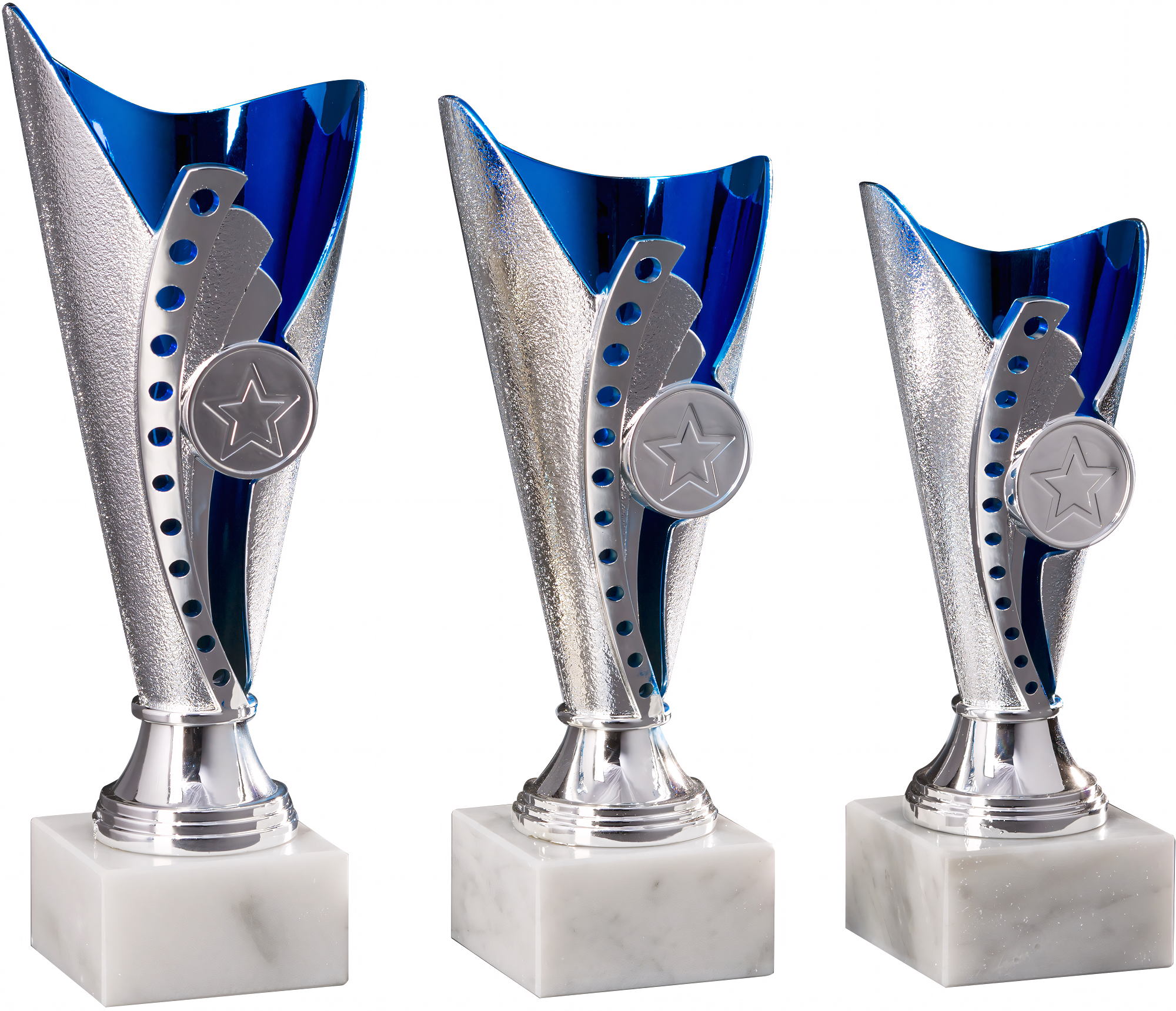 Pokal Romuald 17 cm Blau-Silber