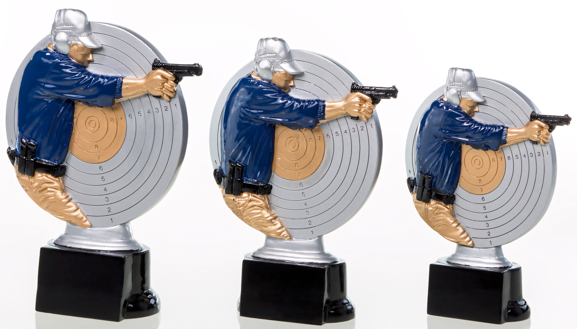 Trophäe Edwin 15,5 cm Blau-Gold-Grau