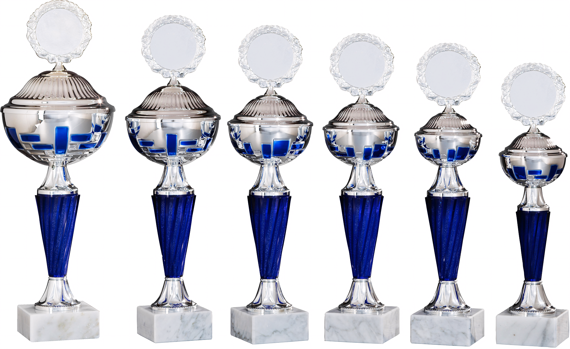 Pokal Eugénie 31,6 cm Blau-Silber