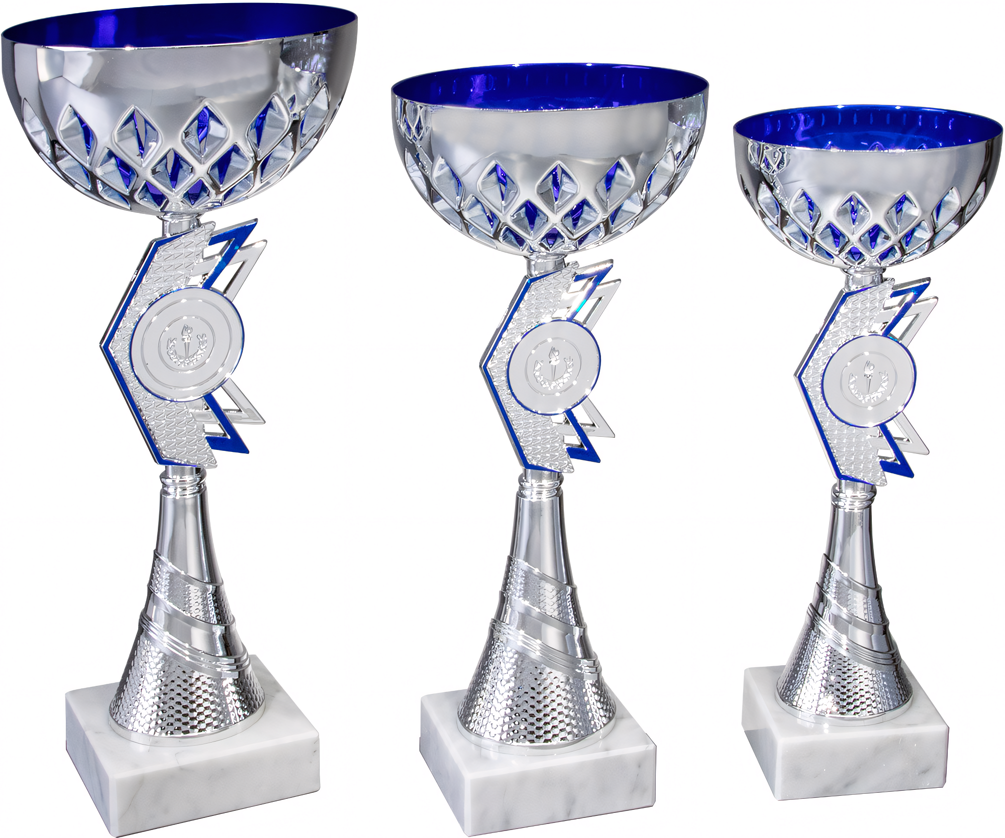 Pokal George 30 cm Blau-Silber