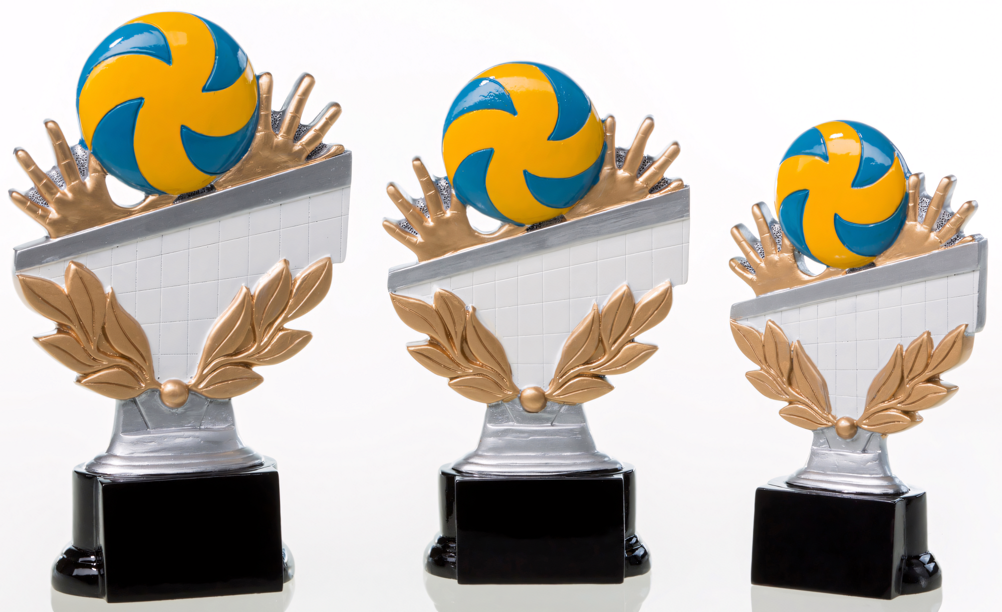 Trophäe Eugénie 16 cm Blau-Gelb-Gold-Silber
